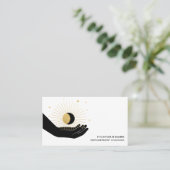 Carte De Visite *~* Mains Sun Rays Black Gold Moon Lunaire Cosmiqu (Debout devant)