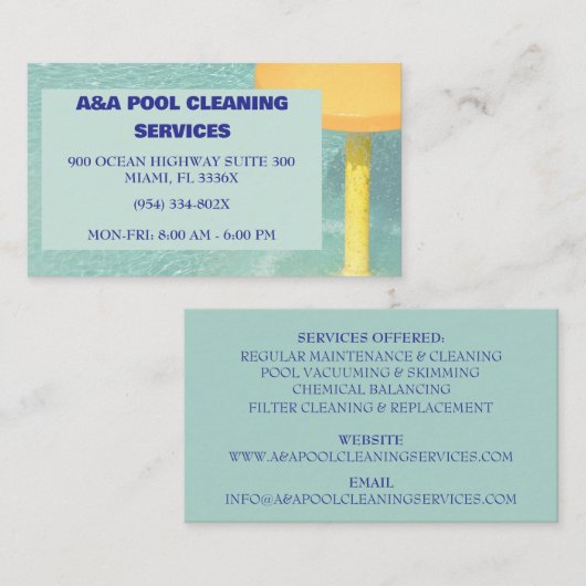 Carte De Visite Maintenance du pool bleu (Devant / Derrière)