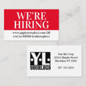 Carte De Visite Maintenant embaucher de l'aide pour l'emploi emplo (Devant / Derrière)