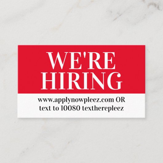 Carte De Visite Maintenant embaucher de l'aide pour l'emploi emplo (Devant)