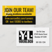 Carte De Visite Maintenant embaucher de l'aide pour l'emploi emplo (Devant / Derrière)