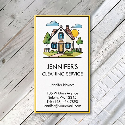 Carte De Visite Maison Accueil Nettoyage Services Moderne Simple
