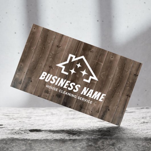 Carte De Visite Maison avec étincelles Service rustique de nettoya