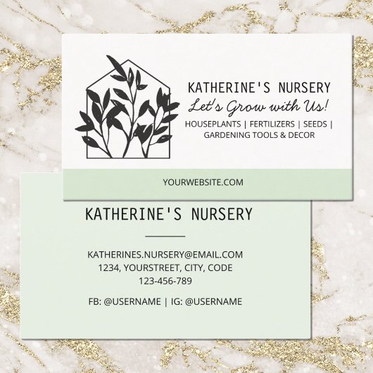 Carte De Visite Maison Boutique Nursery Moderne Abstrait