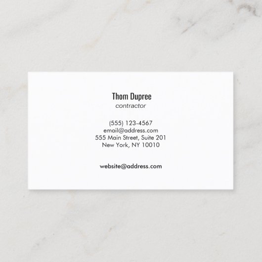 Carte De Visite Maison Construction et menuiserie Logo en Plane de (Dos)