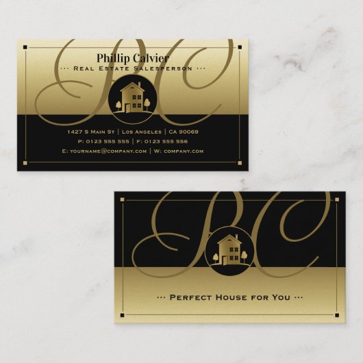 Carte De Visite Maison d'argent | Premium Immobilier Propriétés Bu (Devant / Derrière)