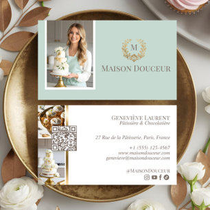 Carte De Visite Maison de Boulangerie de Luxe Élégante Blason Flor