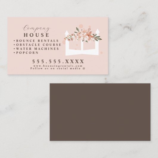 Carte De Visite Maison de château gonflable blanc Bounce Party Ren (Devant / Derrière)