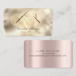 Carte De Visite Maison de luxe en or rose professionnel Immobilier
