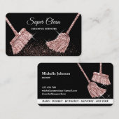 Carte De Visite Maison de ménage rose étincelant or Business C (Devant / Derrière)