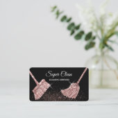 Carte De Visite Maison de ménage rose étincelant or Business C (Debout devant)