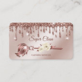 Carte De Visite Maison de ménage rose étincelant or Business C (Devant)