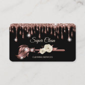 Carte De Visite Maison de ménage rose étincelant or Business C (Devant)