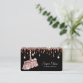 Carte De Visite Maison de ménage rose étincelant or Business C (Debout devant)