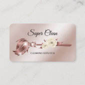 Carte De Visite Maison de ménage rose étincelant or Business C (Devant)