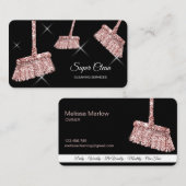 Carte De Visite Maison de ménage rose étincelant or Business C (Devant / Derrière)