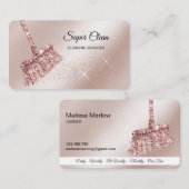 Carte De Visite Maison de ménage rose étincelant or Business C (Devant / Derrière)