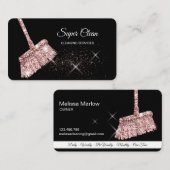 Carte De Visite Maison de ménage rose étincelant or Business C (Devant / Derrière)