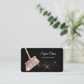 Carte De Visite Maison de ménage rose étincelant or Business C (Debout devant)