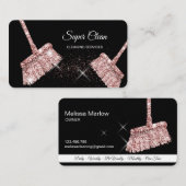 Carte De Visite Maison de ménage rose étincelant or Business C (Devant / Derrière)