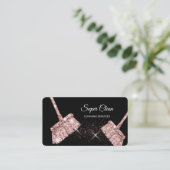 Carte De Visite Maison de ménage rose étincelant or Business C (Debout devant)