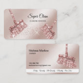 Carte De Visite Maison de ménage rose étincelant or Business C (Devant / Derrière)