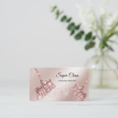 Carte De Visite Maison de ménage rose étincelant or Business C (Debout devant)