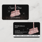 Carte De Visite Maison de ménage rose étincelant or Business C (Devant / Derrière)