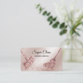 Carte De Visite Maison de ménage rose étincelant or Business C (Debout devant)