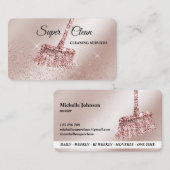 Carte De Visite Maison de ménage rose étincelant or Business C (Devant / Derrière)