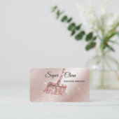 Carte De Visite Maison de ménage rose étincelant or Business C (Debout devant)