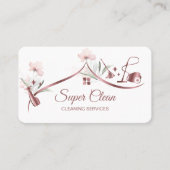 Carte De Visite Maison de ménage rose étincelant or fleuri (Devant)