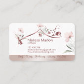 Carte De Visite Maison de ménage rose étincelant or fleuri (Dos)