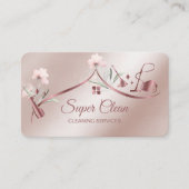 Carte De Visite Maison de ménage rose étincelant or fleuri Bus (Devant)