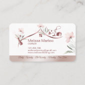 Carte De Visite Maison de ménage rose étincelant or fleuri Bus (Dos)