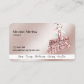 Carte De Visite Maison de ménage rose étincelant or Floral (Dos)