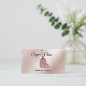 Carte De Visite Maison de ménage rose étincelant or MOP (Debout devant)