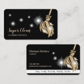 Carte De Visite Maison de nettoyage de domestique Or étincelant (Devant / Derrière)