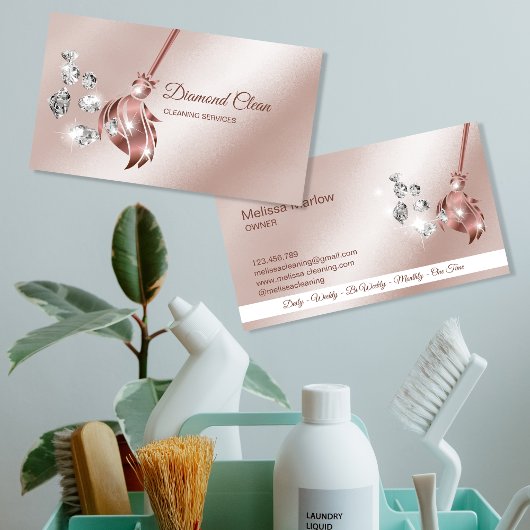 Carte De Visite Maison de nettoyage de domestique Sparkling rose d