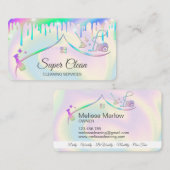 Carte De Visite Maison de nettoyage domestique Holographie Étincel (Devant / Derrière)