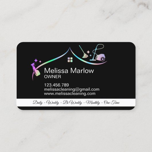 Carte De Visite Maison de nettoyage domestique Holographique Spark (Dos)