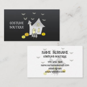 Carte De Visite Maison d'Halloween, chats noirs, chauves-souris, c