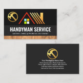 Carte De Visite Maison d'or sur couches grises Grain de bois (Devant / Derrière)