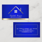 Carte De Visite Maison du courtier immobilier Toit bleu (Devant / Derrière)