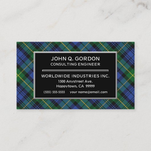 Carte De Visite Maison écossaise de Gordon Clan Tartan Plaid (Devant)