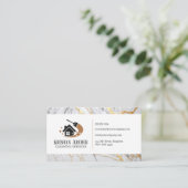 Carte De Visite Maison en marbre blanc et or Services de nettoyage (Debout devant)