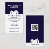 Carte De Visite Maison forme duo tonalité marine blanc (Devant / Derrière)