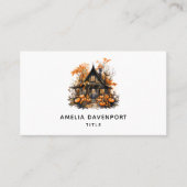 Carte De Visite Maison hantée avec Halloween Citrouille (Devant)