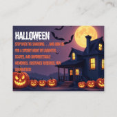 Carte De Visite Maison hantée Halloween scène de nuit d'Halloween (Dos)