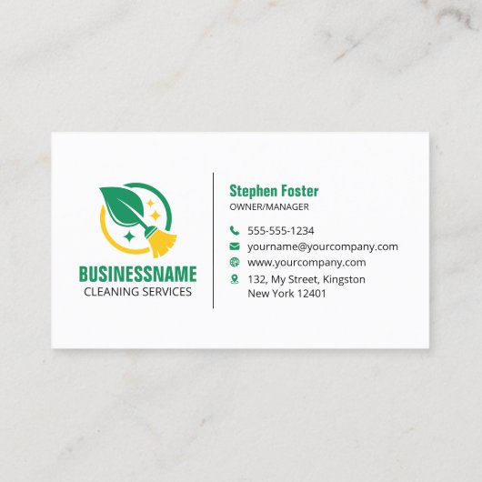 Carte De Visite Maison Jaune Vert Nettoyage Maid Maid (Dos)